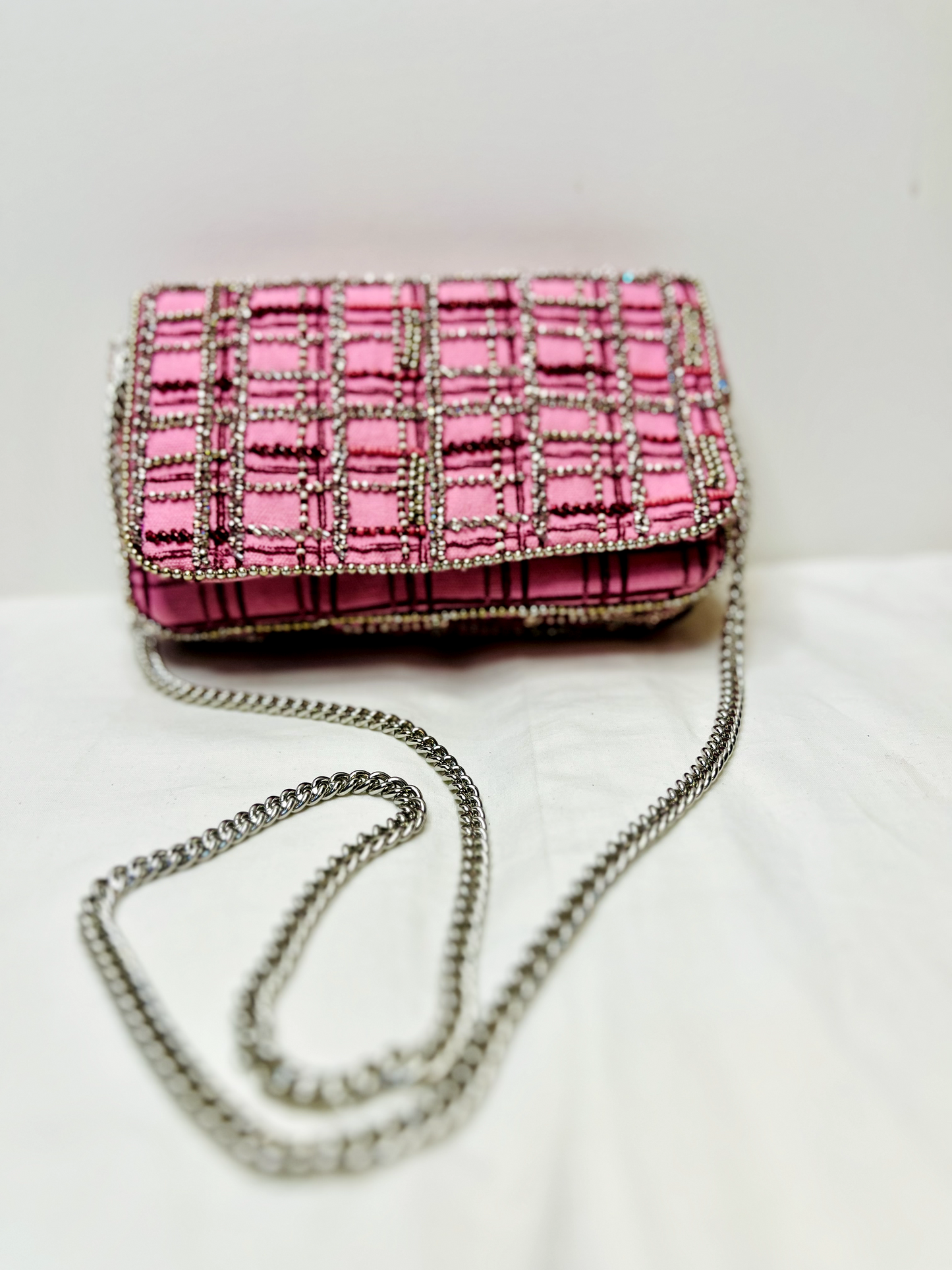 Pink Sling Bag by Discarded Fresh Bags with Beads, Casual Wear, Cotton, Made from Natural Materials, Mirror Work, Multicolor, Sling Bags, White, Women Led Designer at Kamakhyaa for sustainable fashion