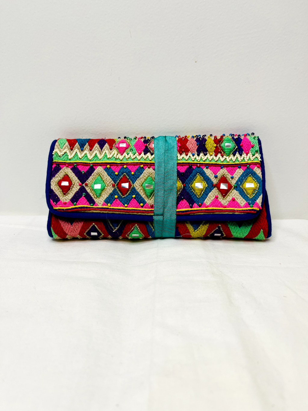 Pink Multicolor Makeup Bag by Discarded Fresh Bags with Beads, Casual Wear, Made from Natural Materials, Mirror Work, Multicolor, Pouches, Upcycled Cotton, White, Women Led Designer at Kamakhyaa for sustainable fashion