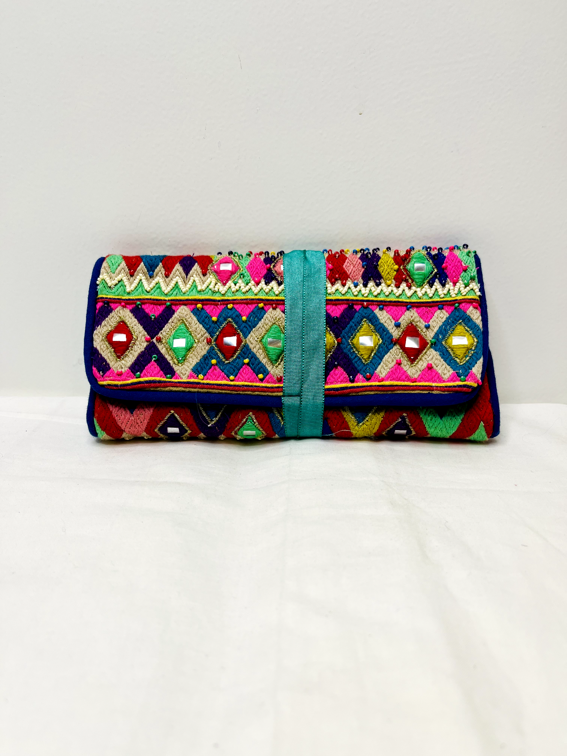 Pink Multicolor Makeup Bag by Discarded Fresh Bags with Beads, Casual Wear, Made from Natural Materials, Mirror Work, Multicolor, Pouches, Upcycled Cotton, White, Women Led Designer at Kamakhyaa for sustainable fashion