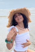 White Sleeveless Top by Meko Studio with Casual Wear, Cotton, Deadstock Fabrics, July Sale, July Sale 2023, Lycra, Reroot AW-21/22, Reroot by Meko Studio, Sleeveless Tops, Slim Fit, Solids, Spaghettis, White, Womenswear at Kamakhyaa for sustainable fashion