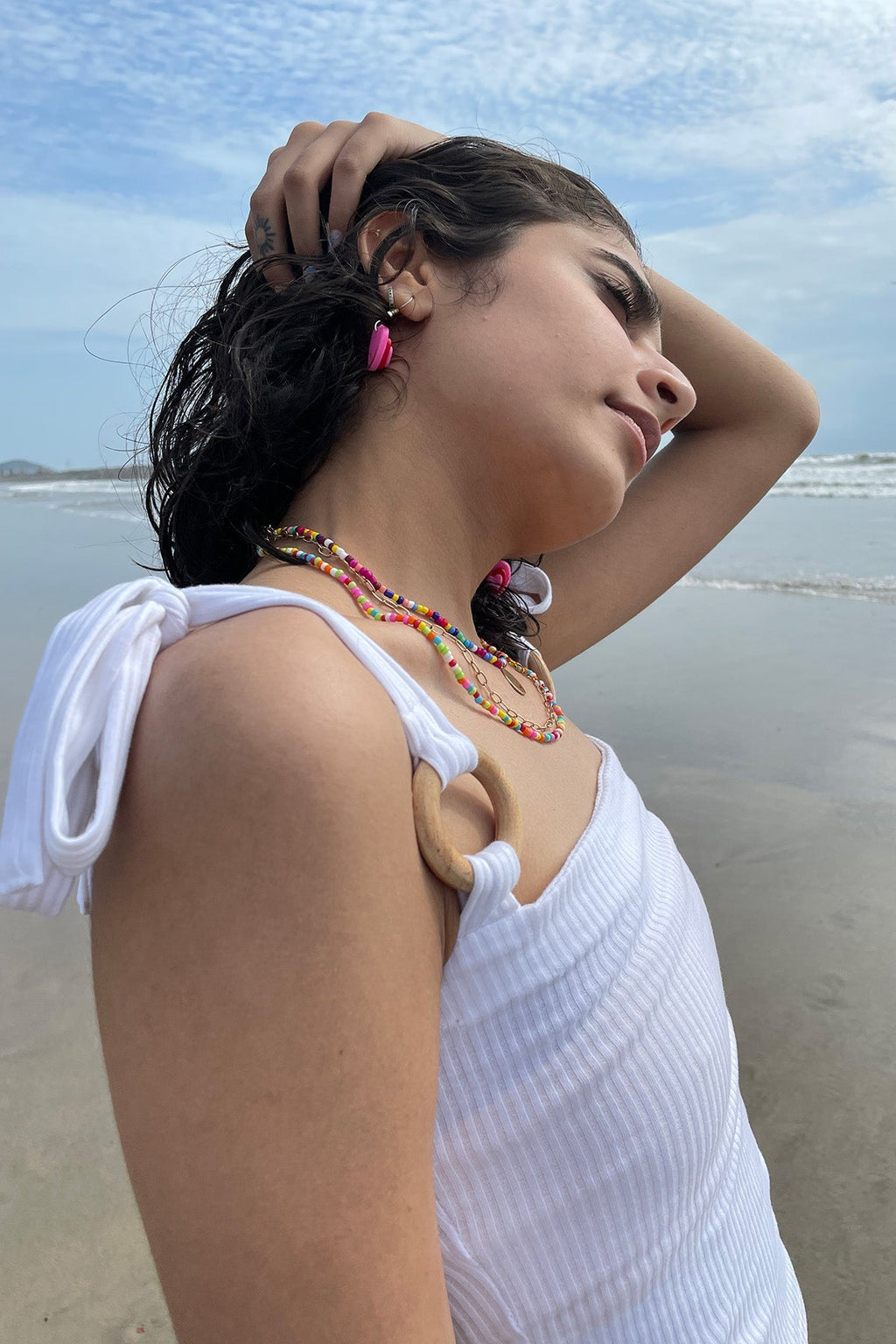 White Sleeveless Top by Meko Studio with Casual Wear, Cotton, Deadstock Fabrics, July Sale, July Sale 2023, Lycra, Reroot AW-21/22, Reroot by Meko Studio, Sleeveless Tops, Slim Fit, Solids, Spaghettis, White, Womenswear at Kamakhyaa for sustainable fashion