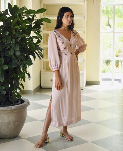 Pink Maxi Dress by Taro with Dusk To Dawn by Taro, Embroidered, Evening Wear, July Sale, July Sale 2023, Maxi Dresses, Modal Satin, Natural, Regular Fit, Silk, White, Womenswear at Kamakhyaa for sustainable fashion