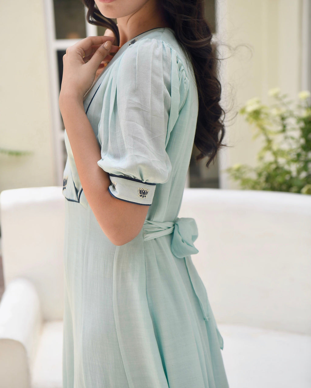 Blue Embroidered Silk Maxi Dress by Taro with Bangalore Silk, Blue, Dusk To Dawn by Taro, Embroidered, Evening Wear, For Daughter, July Sale, July Sale 2023, Maxi Dresses, Natural, Regular Fit, Silk, Solid Selfmade, Womenswear at Kamakhyaa for sustainable fashion