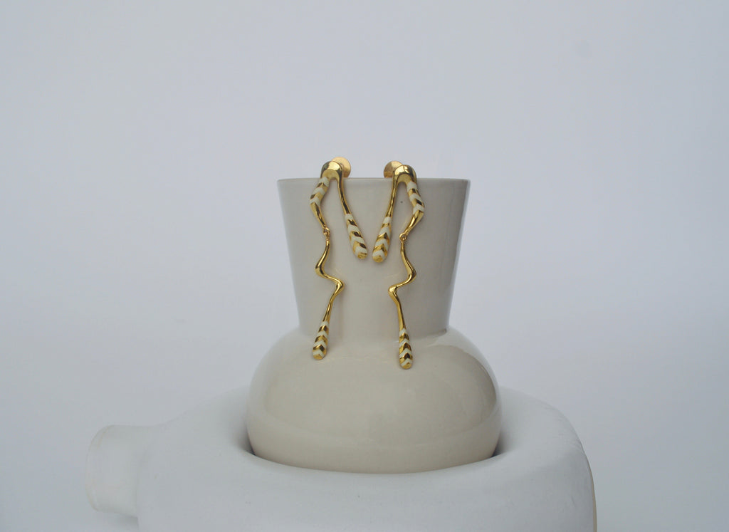 Gold Brass Mystic Drop Long Earrings by The Loom Art with Brass, Cosmic Dream by The Loom Art, Fashion Jewellery, For Daughter, Free Size, Gold, Gold Plated, jewelry, Long Earrings, Natural at Kamakhyaa for sustainable fashion