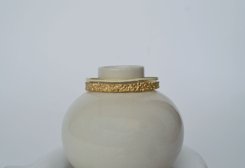 Gold Brass Golden Enamel Bracelets by The Loom Art with Add Ons, Bracelets, Brass, Cosmic Dream by The Loom Art, Fashion Jewellery, For Daughter, Free Size, Gold, Gold Plated, jewelry, Natural, Textured at Kamakhyaa for sustainable fashion