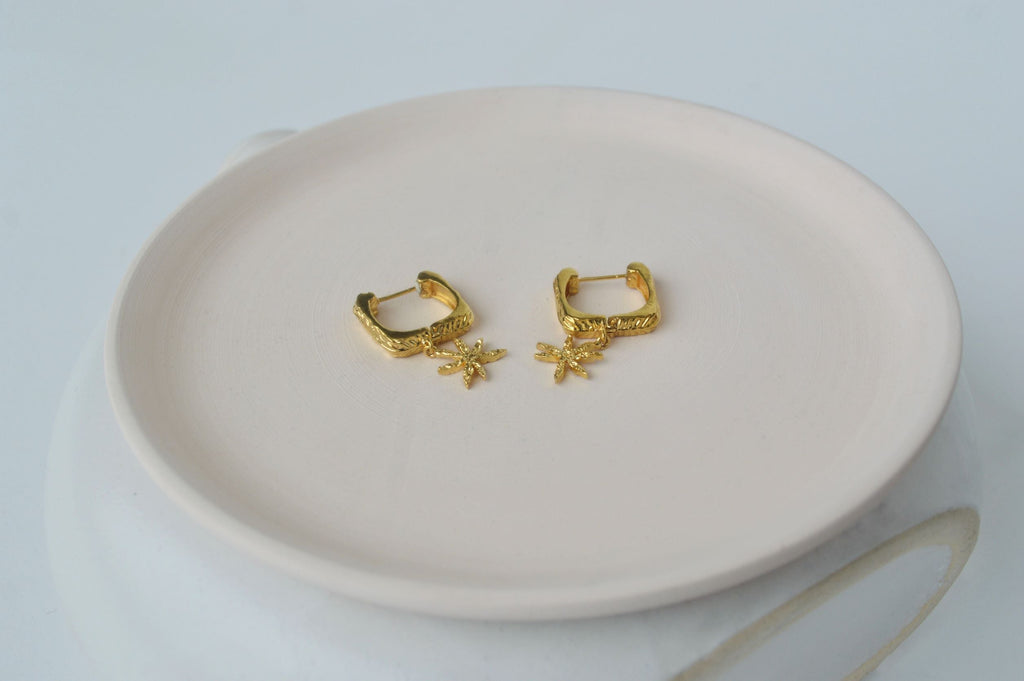 Gold Brass Short Earrings by The Loom Art with Brass, Cosmic Dream by The Loom Art, Fashion Jewellery, Free Size, Gold, Gold Plated, jewelry, Less than $50, Natural, Short Earrings at Kamakhyaa for sustainable fashion