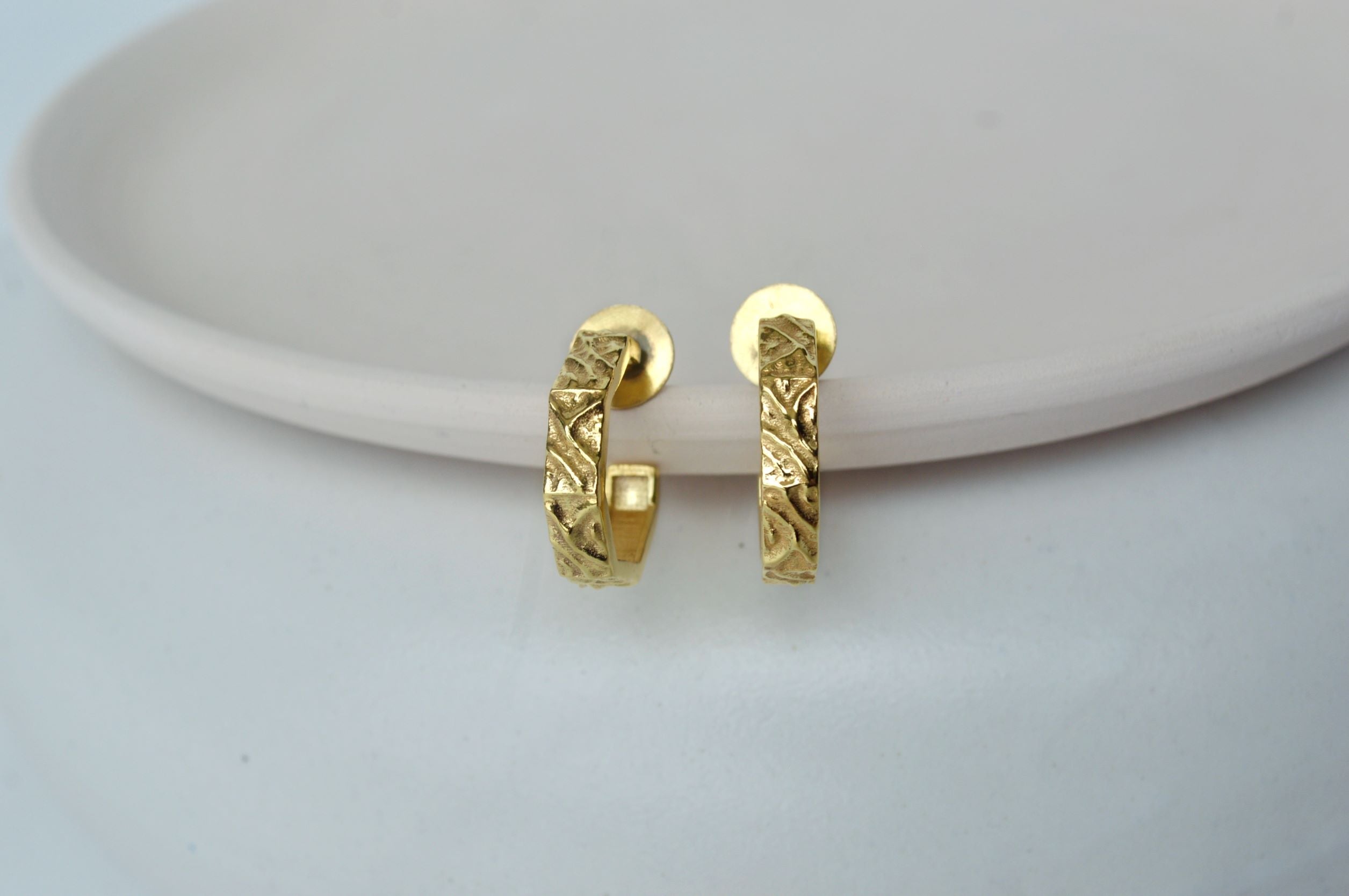 Gold Brass Textured Hexagon Hoops by The Loom Art with Brass, Cosmic Dream by The Loom Art, Fashion Jewellery, Free Size, Gold, Gold Plated, Hoops, jewelry, Less than $50, Natural, Office Wear Jewellery at Kamakhyaa for sustainable fashion