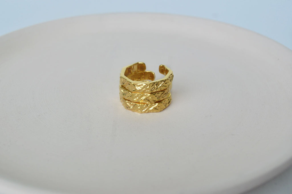 Gold Brass Textured Hexagon Hoops by The Loom Art with Brass, Cosmic Dream by The Loom Art, Fashion Jewellery, Free Size, Gold, Gold Plated, Hoops, jewelry, Less than $50, Natural, Office Wear Jewellery at Kamakhyaa for sustainable fashion