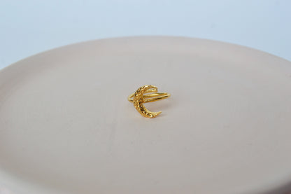 Gold Brass Crescent Moon Ring by The Loom Art with Brass, Cosmic Dream by The Loom Art, Fashion Jewellery, Free Size, Gold, Gold Plated, jewelry, Less than $50, Natural, Products less than $25, Rings, Textured at Kamakhyaa for sustainable fashion