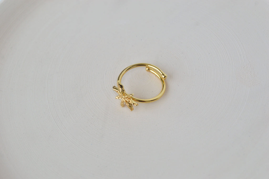 Gold Brass Cinnamon Star Ring by The Loom Art with Brass, Cosmic Dream by The Loom Art, Fashion Jewellery, For Daughter, Free Size, Gold, Gold Plated, jewelry, Less than $50, Natural, Products less than $25, Rings, Textured at Kamakhyaa for sustainable fashion