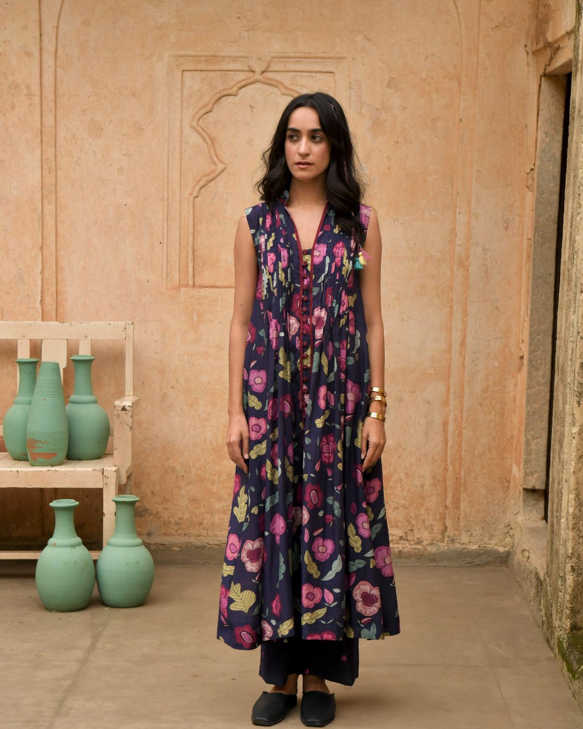 Blue Carnation Shirt Kurta by Taro with Best Selling, Blue, Casual Wear, Digital Print, Embroidered, Enchanted Garden by Taro, Evening Wear, Handcrafted buttons, Indian Wear, July Sale, July Sale 2023, Kurta Pant Sets, Kurta Set With Dupatta, Natural, Natural with azo free dyes, Relaxed Fit, Silk Chanderi, Womenswear at Kamakhyaa for sustainable fashion