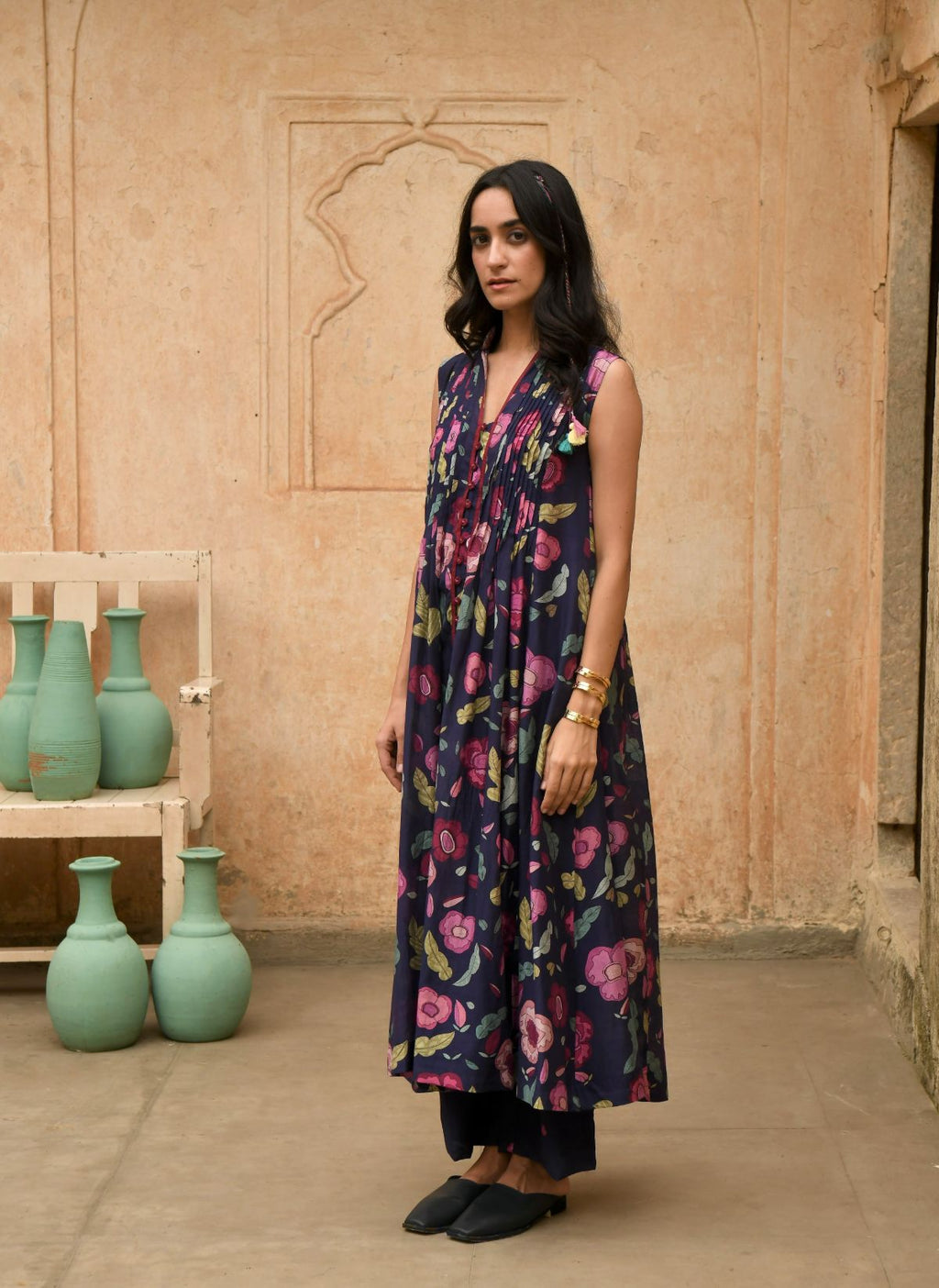 Blue Carnation Shirt Kurta by Taro with Best Selling, Blue, Casual Wear, Digital Print, Embroidered, Enchanted Garden by Taro, Evening Wear, Handcrafted buttons, Indian Wear, July Sale, July Sale 2023, Kurta Pant Sets, Kurta Set With Dupatta, Natural, Natural with azo free dyes, Relaxed Fit, Silk Chanderi, Womenswear at Kamakhyaa for sustainable fashion