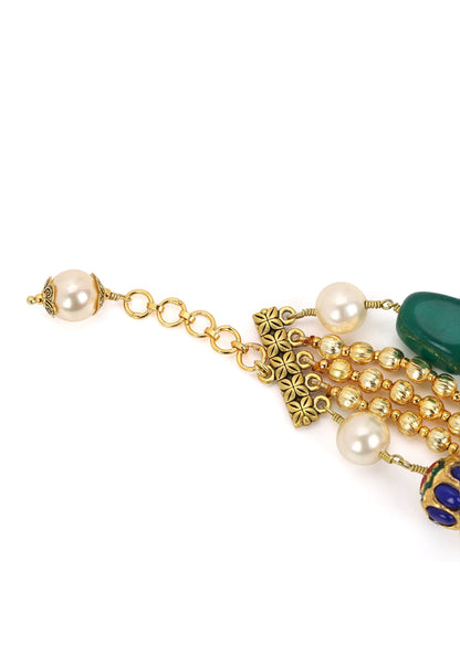 Kairi Wrist Trinket Bracelet by House Of Heer with Alloy Metal, Beaded Jewellery, Bracelets, Festive Wear, Free Size, Gemstone, jewelry, Multicolor, Natural, Pearl, rakhis & lumbas, Textured at Kamakhyaa for sustainable fashion