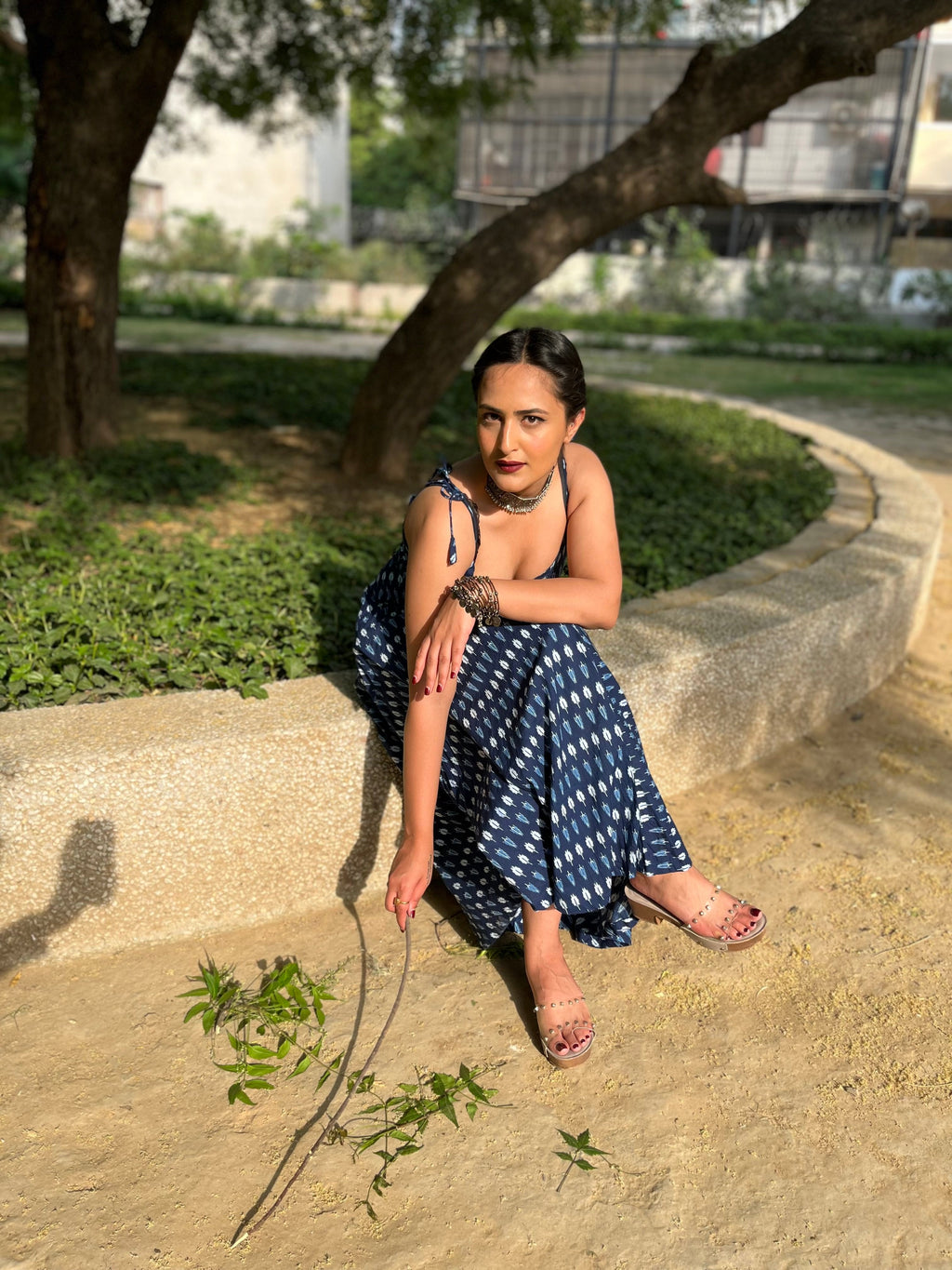 Strap Kurta And Solid White Pant by Indian Wear with 100% pure cotton, Blue, Complete Sets, Festive Wear, Indian Wear, KKYSS, Kurta Pant Sets, Natural, Prints, Regular Fit, Summer Sutra, Womenswear at Kamakhyaa for sustainable fashion