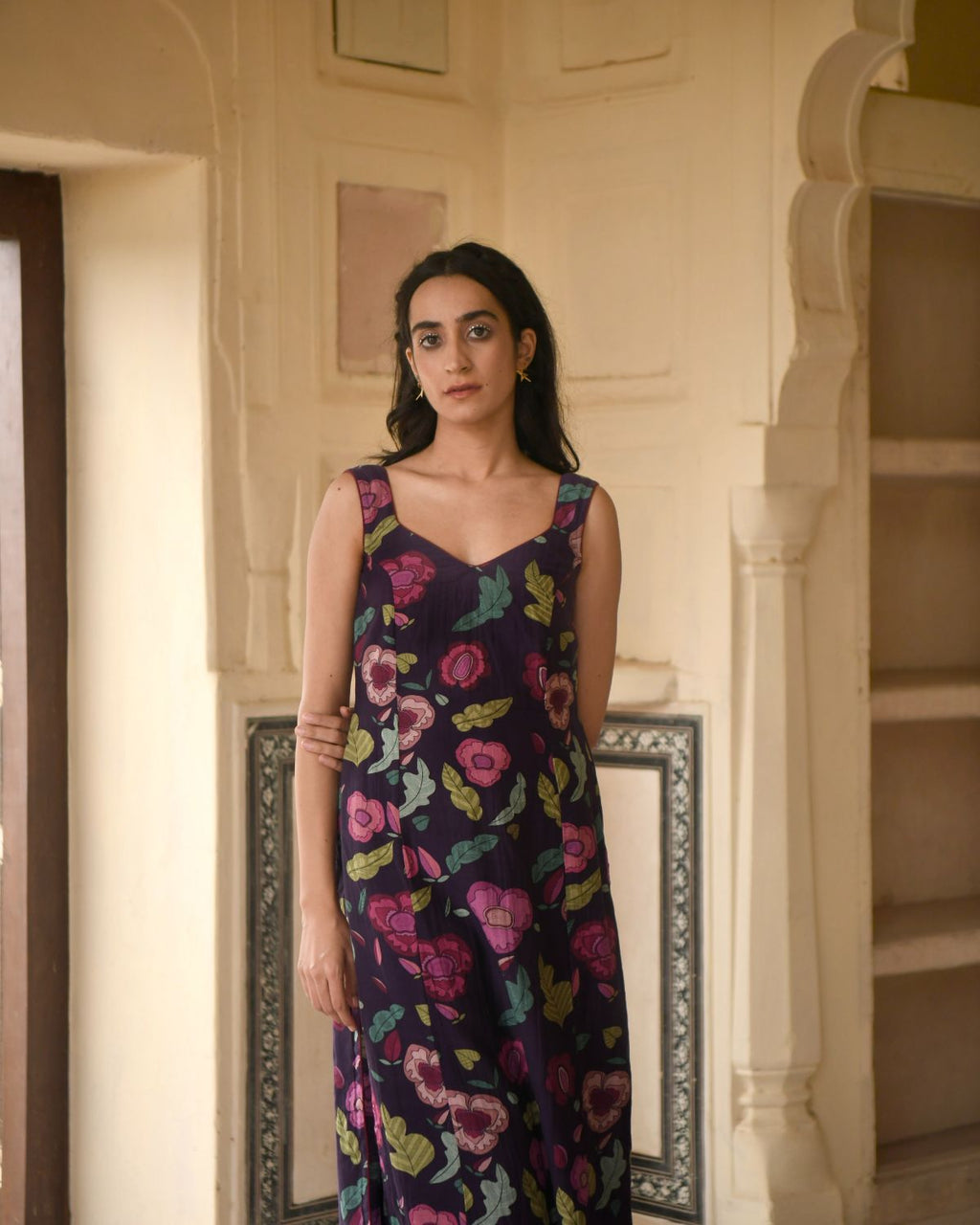 Purple Chanderi Silk Kurta Set by Taro with Casual Wear, Chanderi Silk, Chiffon, Digital Print, Enchanted Garden by Taro, Evening Wear, Indian Wear, July Sale, July Sale 2023, Kurta Pant Sets, Kurta Set With Dupatta, Natural, Natural with azo free dyes, Purple, Relaxed Fit, Womenswear at Kamakhyaa for sustainable fashion