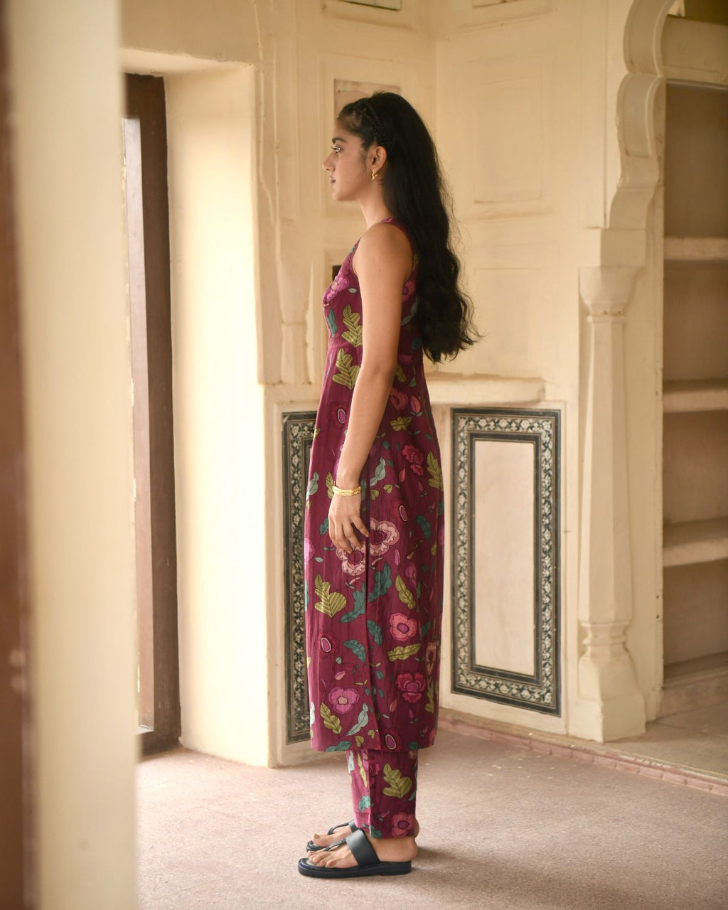 Red Kurta Set With Chiffon Dupatta by Taro with Casual Wear, Chanderi Silk, Chiffon, Digital Print, Enchanted Garden by Taro, Evening Wear, Indian Wear, July Sale, July Sale 2023, Kurta Pant Sets, Kurta Set With Dupatta, Natural, Natural with azo free dyes, Red, Relaxed Fit, Womenswear at Kamakhyaa for sustainable fashion