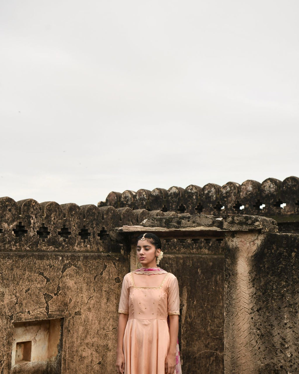 Sunset Blush Kurta Set With Dupatta by Taro with Beads work, Chanderi Silk, Chiffon, Digital Print, Enchanted Garden by Taro, Evening Wear, Festive Wear, Fitted At Waist, Indian Wear, July Sale, July Sale 2023, Kurta Pant Sets, Kurta Set With Dupatta, Natural, Natural with azo free dyes, Peach, Sequin Work, Womenswear at Kamakhyaa for sustainable fashion