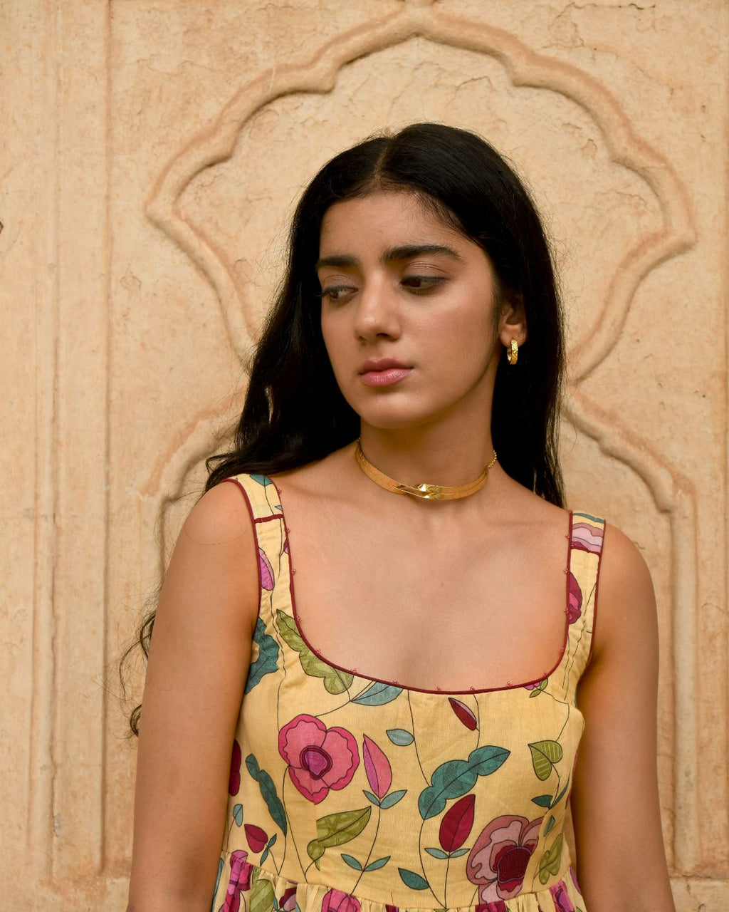 Yellow Kurta Set With Chiffon Dupatta by Taro with Beads work, Casual Wear, Chiffon, Digital Print, Enchanted Garden by Taro, Evening Wear, Indian Wear, July Sale, July Sale 2023, Kurta Pant Sets, Kurta Set With Dupatta, Mulmul, Natural, Natural with azo free dyes, Regular Fit, Womenswear, Yellow at Kamakhyaa for sustainable fashion