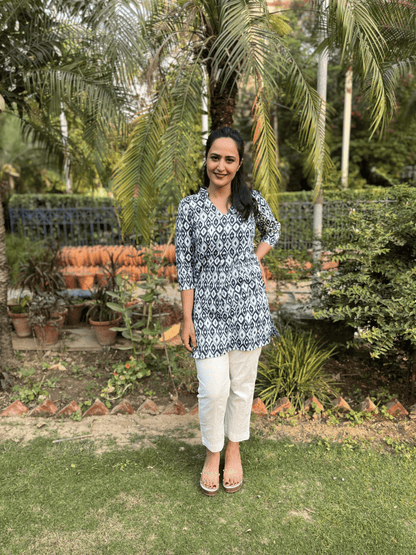 Blue Printed Top With Pant Set by Kamakhyaa with 100% pure cotton, Blue, Casual Wear, Complete Sets, FB ADS JUNE, Fitted At Waist, KKYSS, Naturally Made, Printed, Relaxed Fit, Summer Sutra, Womenswear at Kamakhyaa for sustainable fashion