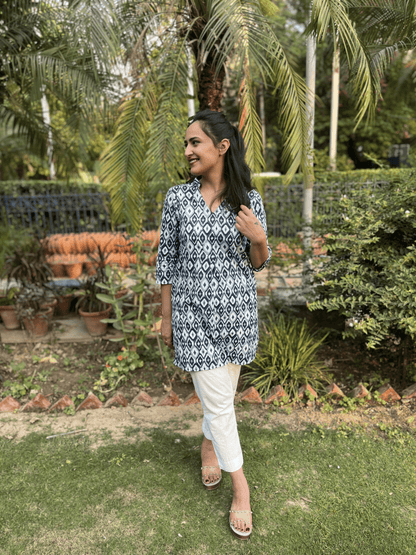 Blue Printed Top With Pant Set by Kamakhyaa with 100% pure cotton, Blue, Casual Wear, Complete Sets, FB ADS JUNE, Fitted At Waist, KKYSS, Naturally Made, Printed, Relaxed Fit, Summer Sutra, Womenswear at Kamakhyaa for sustainable fashion