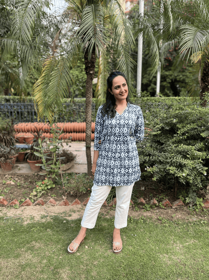 Blue Printed Top With Pant Set by Kamakhyaa with 100% pure cotton, Blue, Casual Wear, Complete Sets, FB ADS JUNE, Fitted At Waist, KKYSS, Naturally Made, Printed, Relaxed Fit, Summer Sutra, Womenswear at Kamakhyaa for sustainable fashion