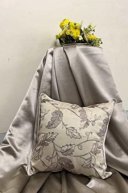 Enchanted Leaf by Aetherea with Beige, Cotton, Cushion covers, Embroidered, Sheer, Upcycled at Kamakhyaa for sustainable fashion