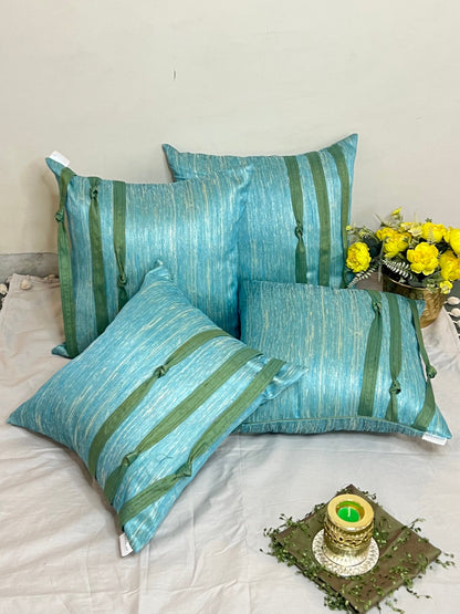 Knots by Aetherea with 100% Cotton, Blue, Cushion covers, Plain, Solid, Upcycled at Kamakhyaa for sustainable fashion