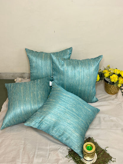 Ocean Mist by Aetherea with Blue, Cotton, Cushion covers, Plain, Solid, Texture, Upcycled at Kamakhyaa for sustainable fashion