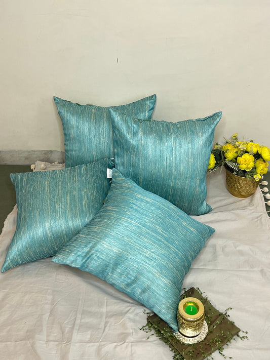 Ocean Mist by Aetherea with Blue, Cotton, Cushion covers, Plain, Solid, Texture, Upcycled at Kamakhyaa for sustainable fashion