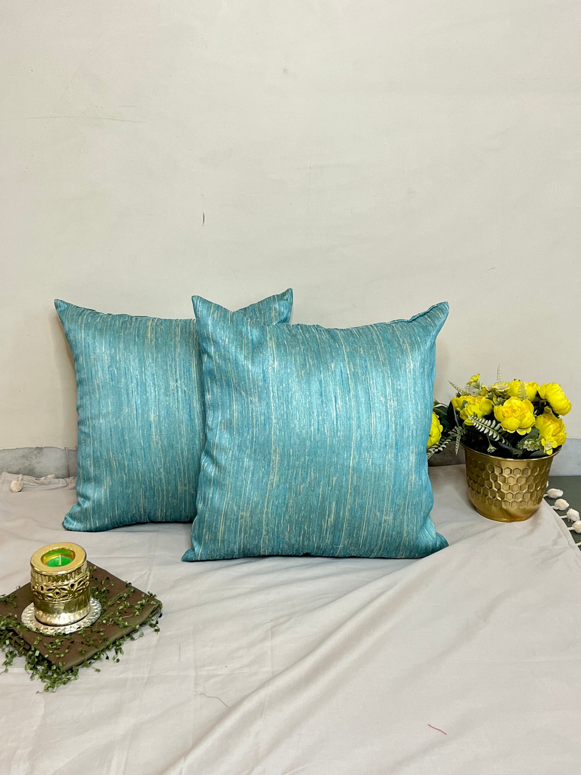 Ocean Mist by Aetherea with Blue, Cotton, Cushion covers, Plain, Solid, Texture, Upcycled at Kamakhyaa for sustainable fashion