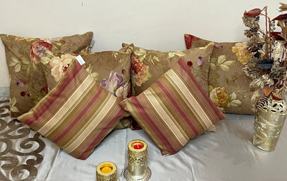 Roseline by Aetherea with Cotton, Cushion covers, Floral, Printed, Stripes, Upcycled at Kamakhyaa for sustainable fashion