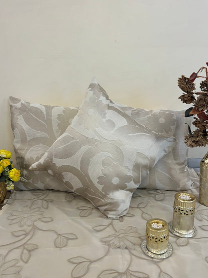 Embossed Ivory by Aetherea with Cotton, Cushion covers, Embossed, Flower, ivory, Upcycled at Kamakhyaa for sustainable fashion