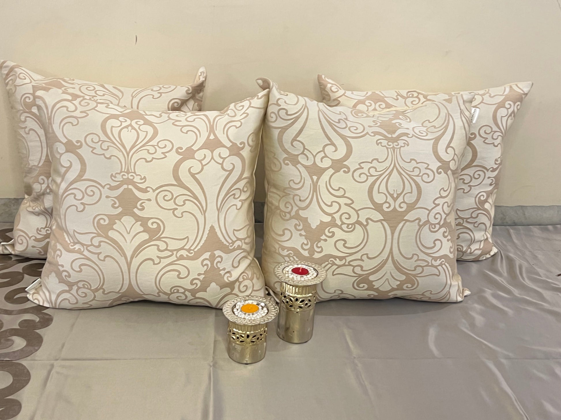 Artplay by Aetherea with Cushion covers, Embossed, ivory, Silk, Upcycled at Kamakhyaa for sustainable fashion