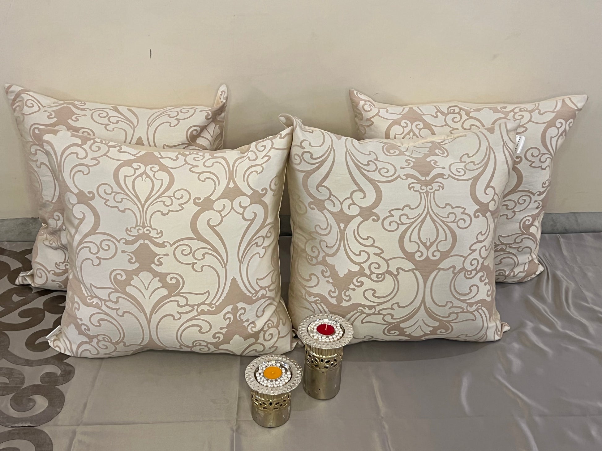 Artplay by Aetherea with Cushion covers, Embossed, ivory, Silk, Upcycled at Kamakhyaa for sustainable fashion