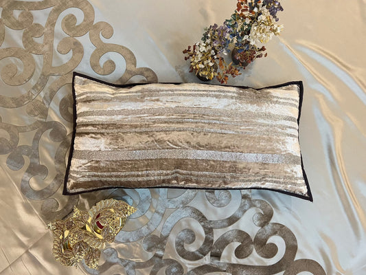 Glimmering Stripes by Aetherea with Cushion covers, Deck Cushion, Embroidered, Piping, Stripes, Upcycled at Kamakhyaa for sustainable fashion