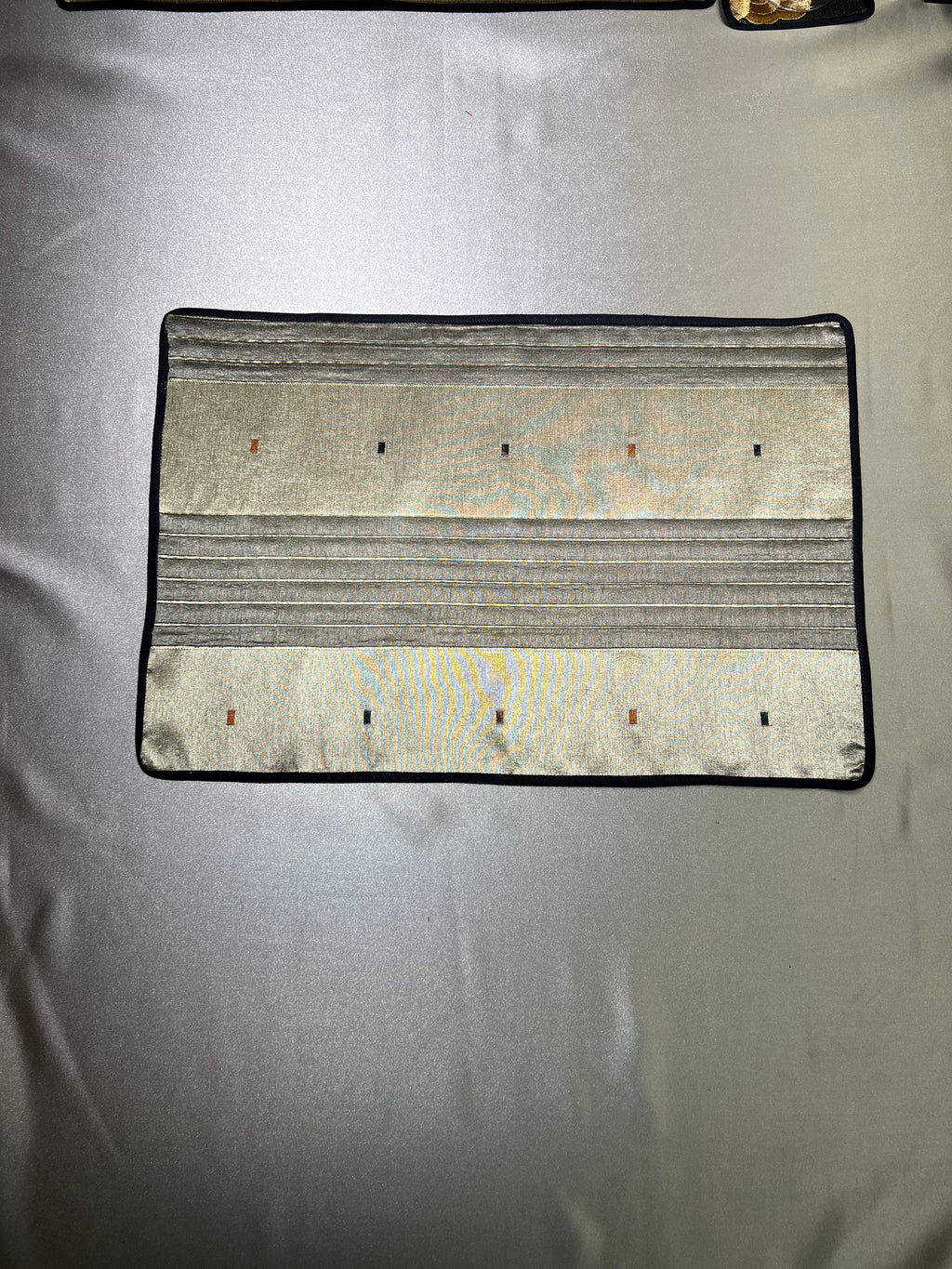 Champagne Dreams by Aetherea with Golden, Hand Embroidered, Table Mats, Upcycled at Kamakhyaa for sustainable fashion