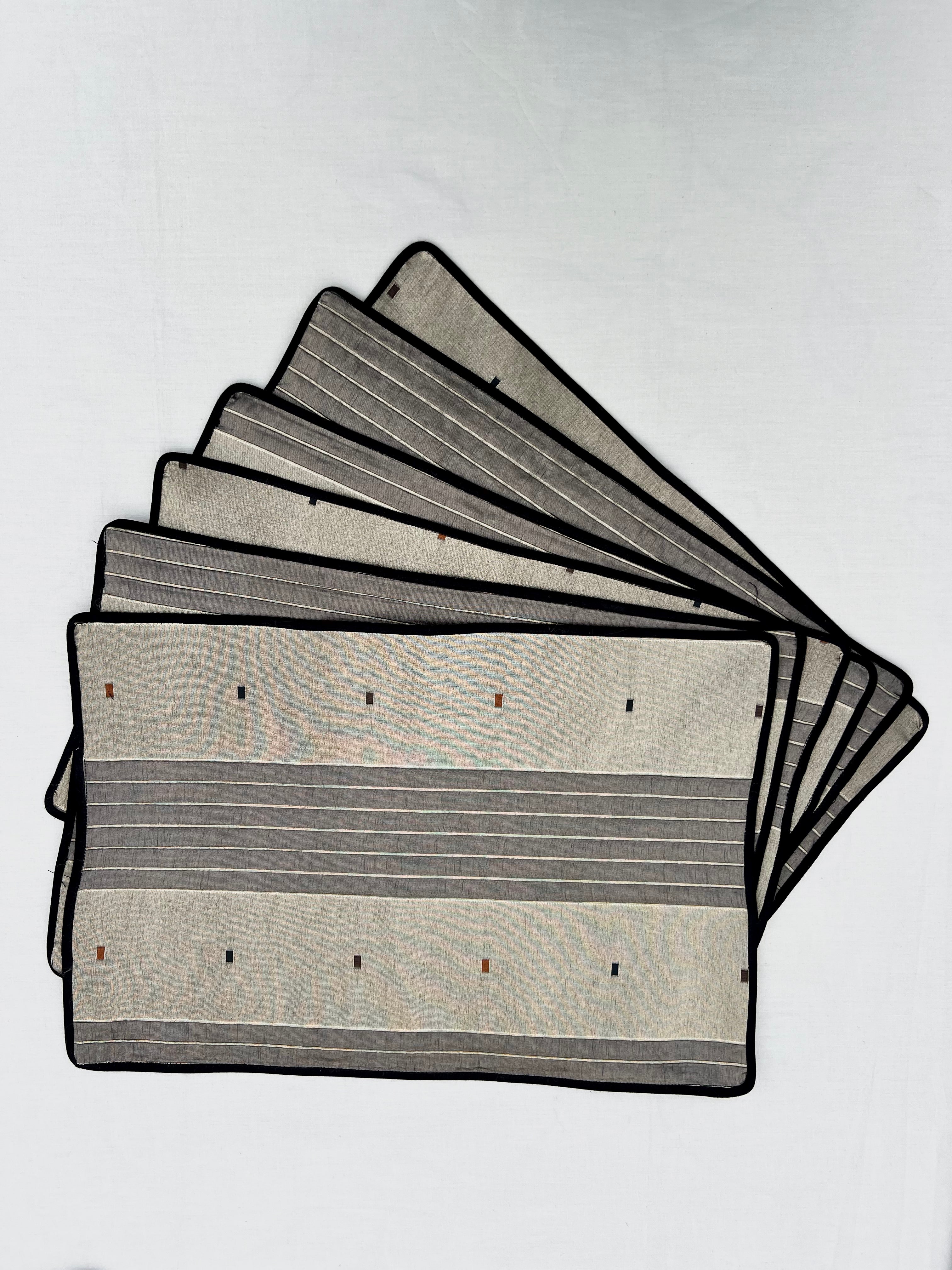 Champagne Dreams by Aetherea with Golden, Hand Embroidered, Table Mats, Upcycled at Kamakhyaa for sustainable fashion