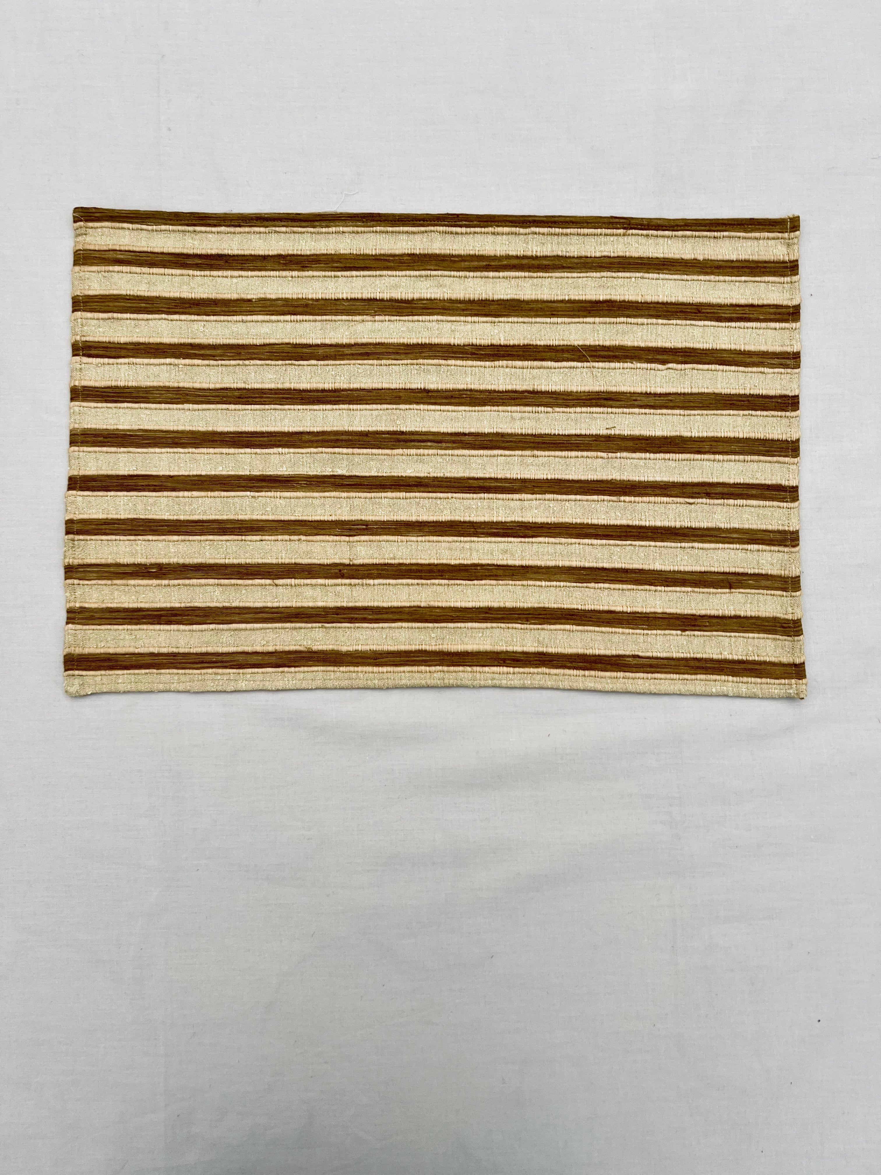 Neutral Harmony by Aetherea with Beige, Brown, Silk, Stripes, Table Mats, Texture, Upcycled at Kamakhyaa for sustainable fashion