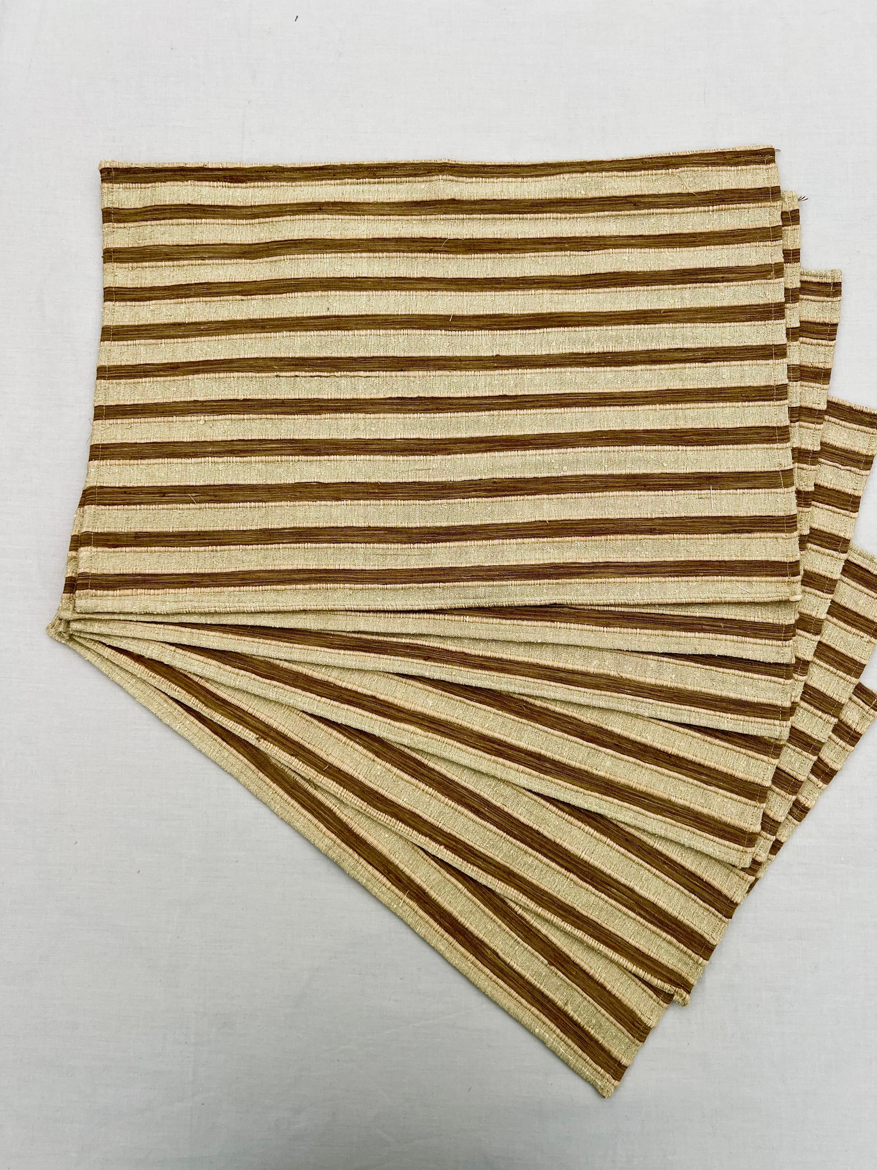 Neutral Harmony by Aetherea with Beige, Brown, Silk, Stripes, Table Mats, Texture, Upcycled at Kamakhyaa for sustainable fashion