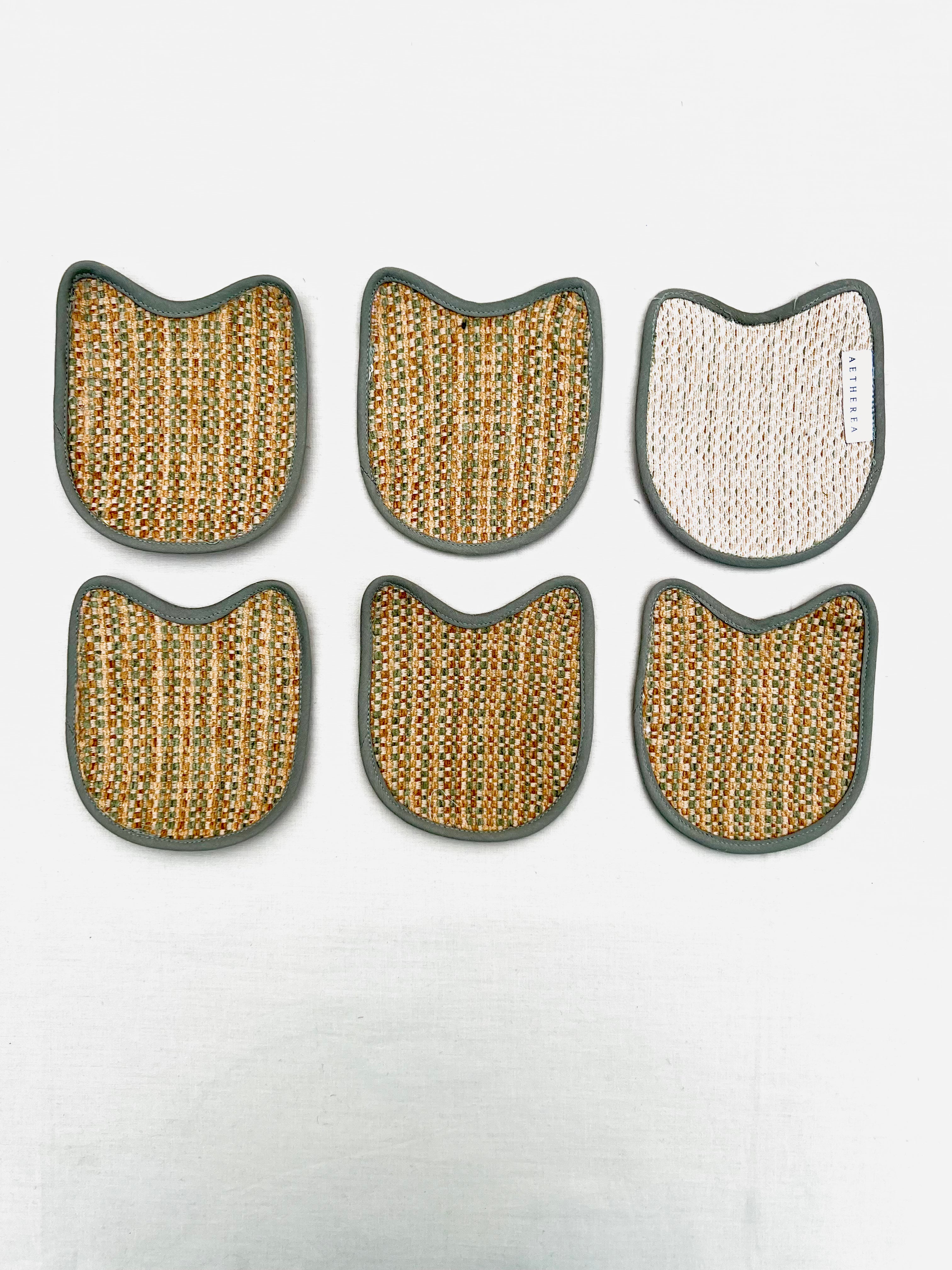 Happy Hamster by Aetherea with Coasters, Cotton, Light Grey, Multi-coloured, Plaids, Upcycled, Velvet at Kamakhyaa for sustainable fashion