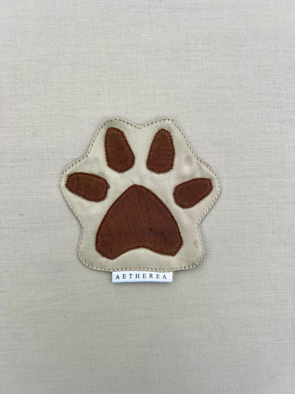 Paw Puff Winsome Coasters by Aetherea with Beige, Brown, Coasters, Cotton, Dual Tone, Silk, Upcycled at Kamakhyaa for sustainable fashion