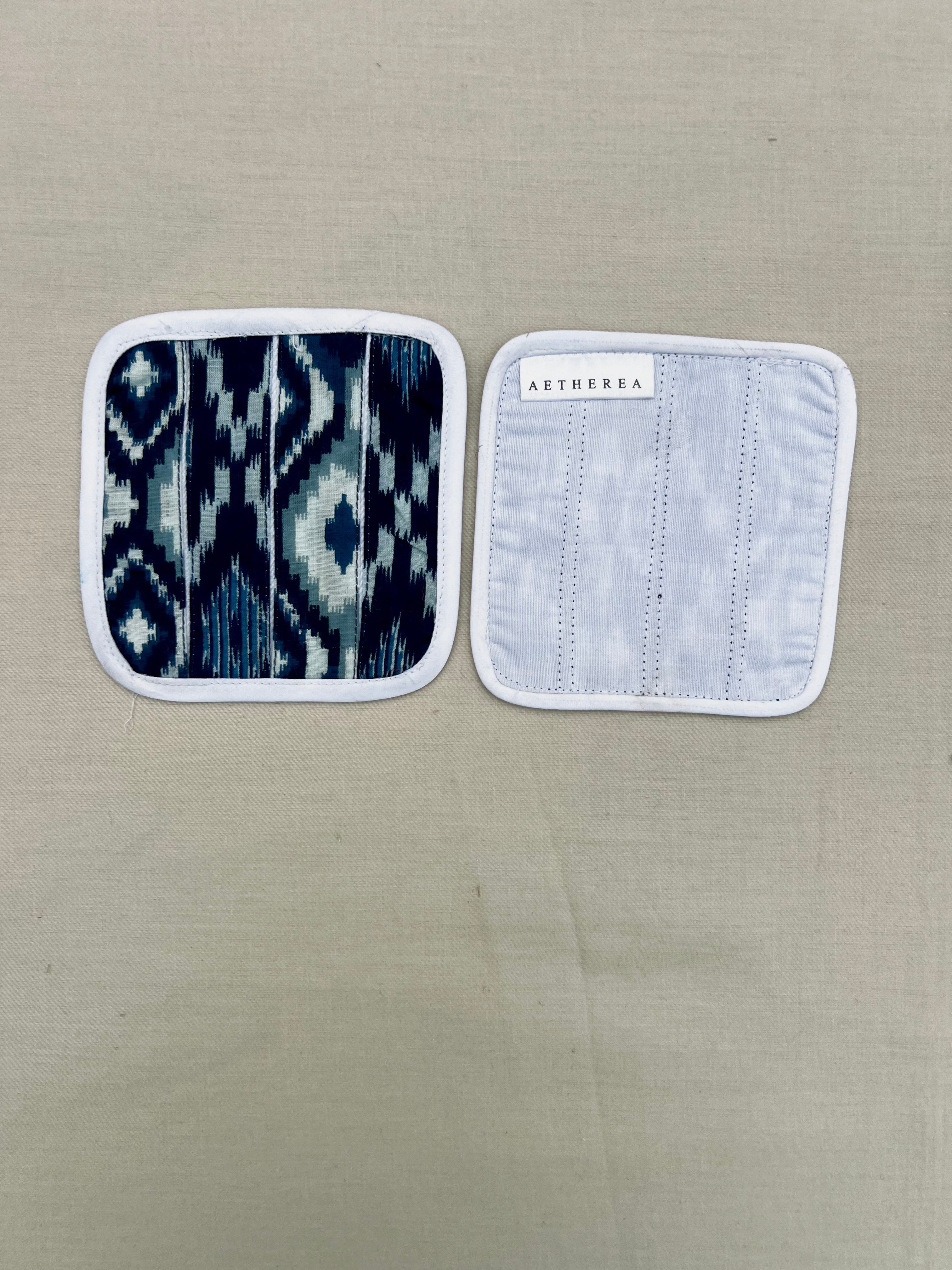 Cerulean by Aetherea with Blue, Coasters, Cotton, Printed, Upcycled at Kamakhyaa for sustainable fashion