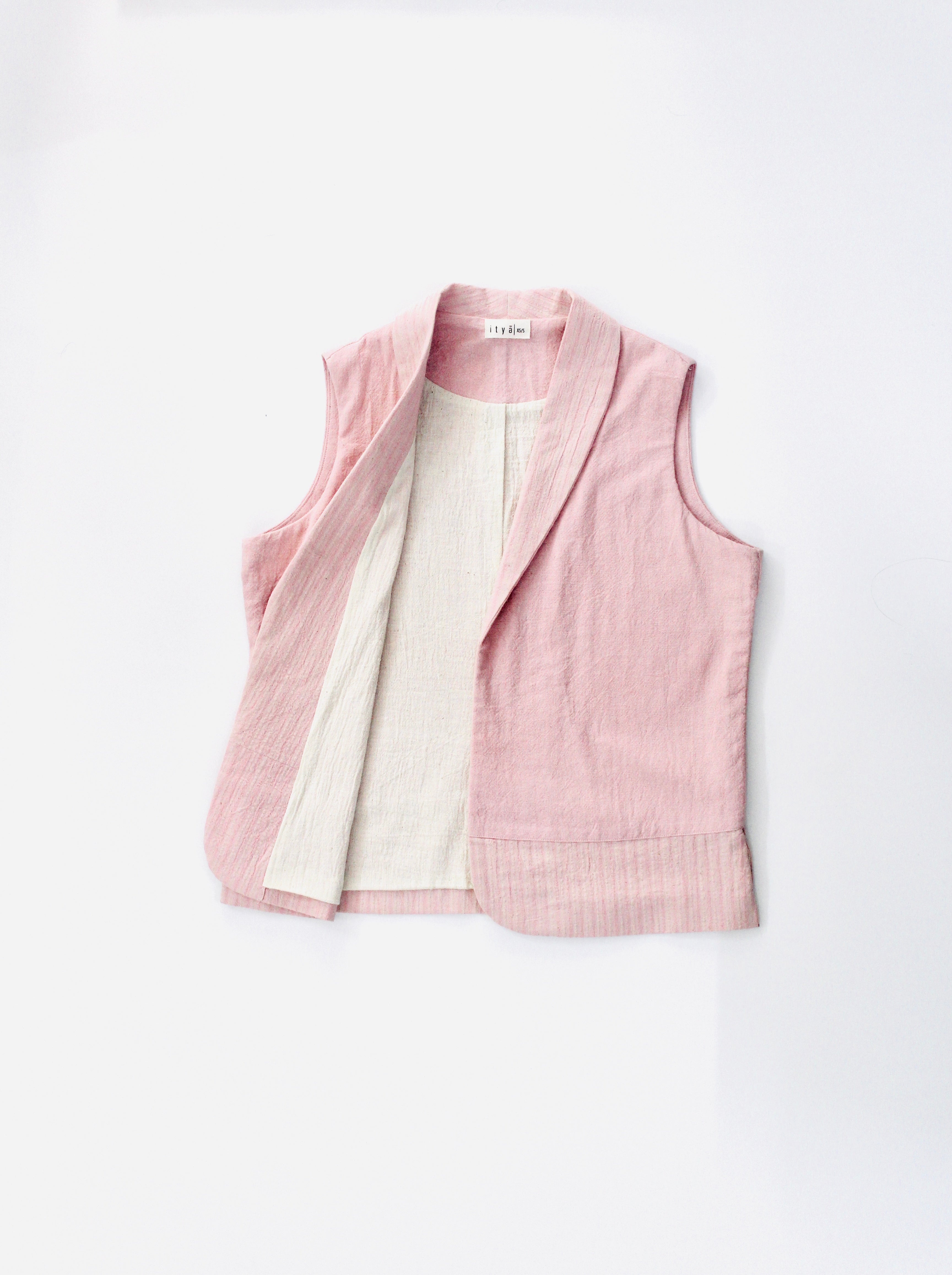 Kurasu Blazer by Itya with Blazers, Casual Wear, Hand Spun Cotton, Handwoven cotton, Natural, Pastel Perfect, Pastel Perfect by Itya, Pink, Plant Dye, Relaxed Fit, Solids, SS22, Womenswear at Kamakhyaa for sustainable fashion
