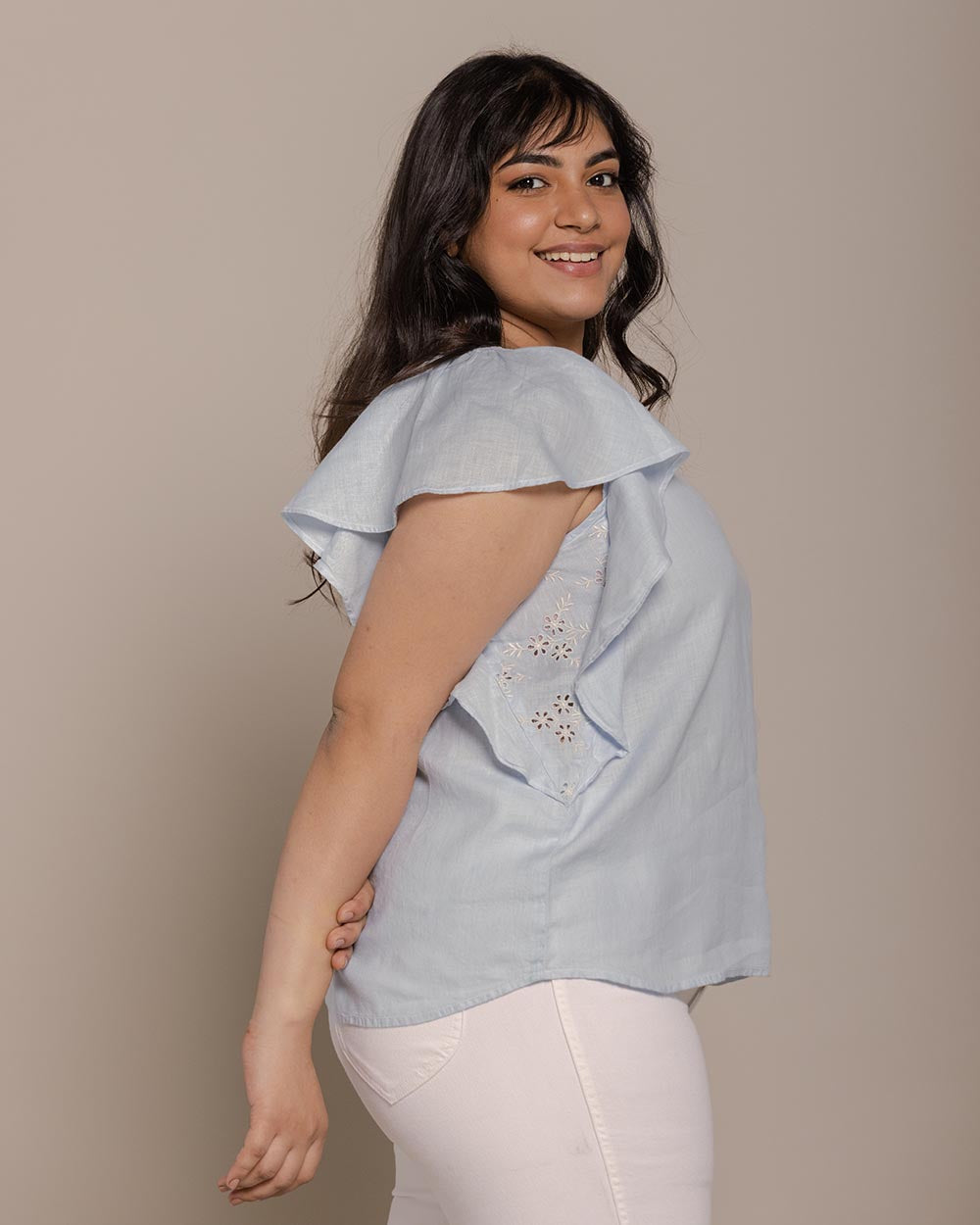 In The Summer Mood Top - Summer Blue by Reistor with Archived, Blouses, Blue, Casual Wear, Hemp, Hemp by Reistor, Natural, Office Wear, Relaxed Fit, Solids, Tops, Womenswear at Kamakhyaa for sustainable fashion