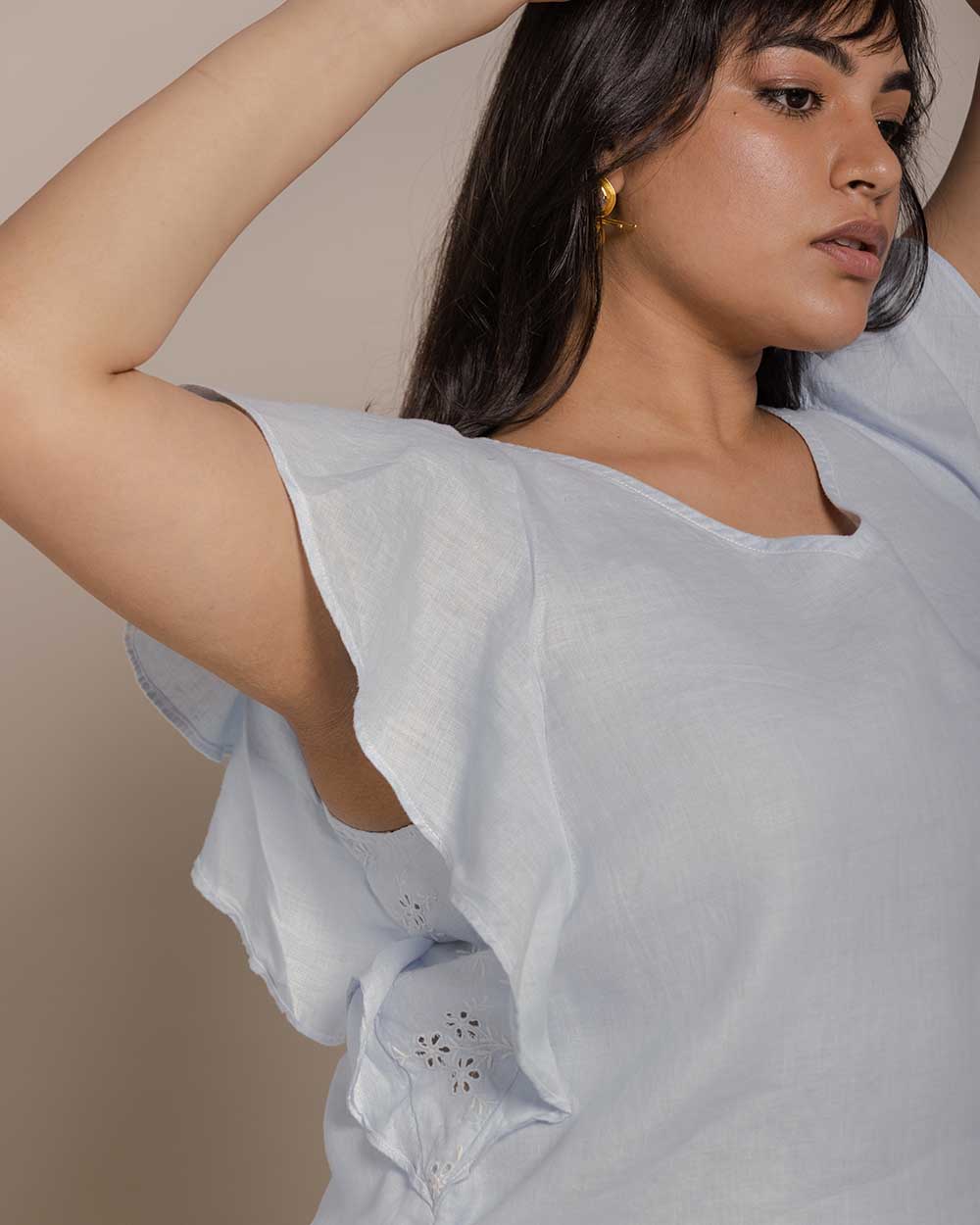 In The Summer Mood Top - Summer Blue by Reistor with Archived, Blouses, Blue, Casual Wear, Hemp, Hemp by Reistor, Natural, Office Wear, Relaxed Fit, Solids, Tops, Womenswear at Kamakhyaa for sustainable fashion