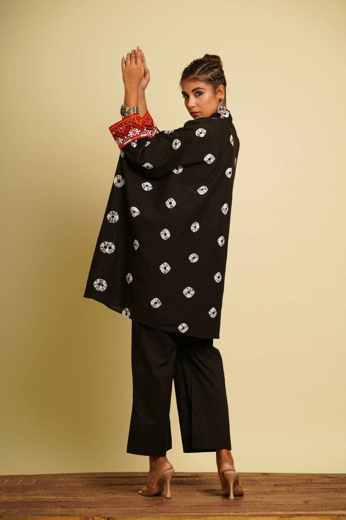 Black Embroidered Cotton Co-ord Set by Keva with 100% cotton, Black, Co-ord Sets, FB ADS JUNE, Fusion Wear, Natural, New, Ombre & Dyes, party, Party Wear Co-ords, Printed Selfsame, Relaxed Fit, Saba, Womenswear at Kamakhyaa for sustainable fashion