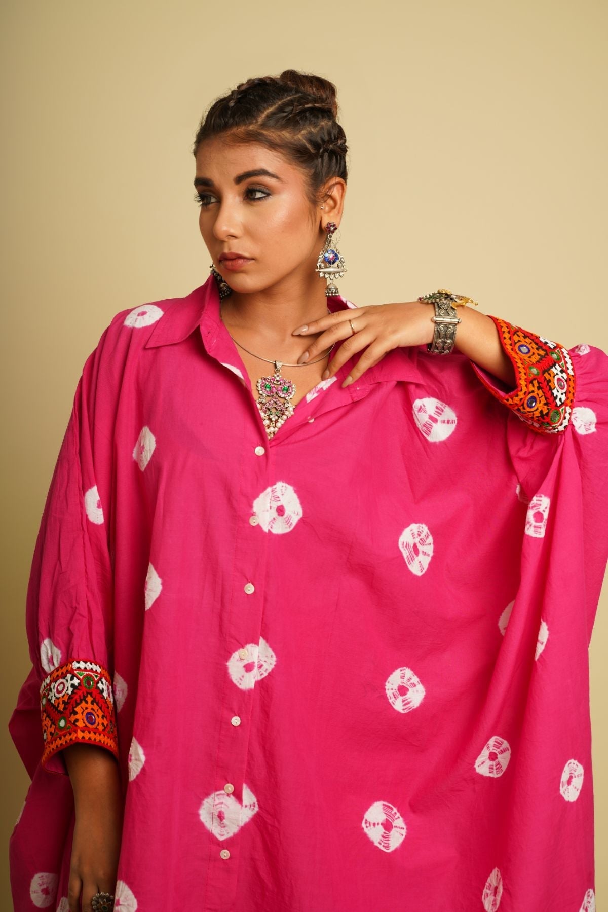 Pink Cotton Co-ord Set by Keva with 100% cotton, Co-ord Sets, Fusion Wear, Natural, New, Ombre & Dyes, party, Party Wear Co-ords, Pink, Relaxed Fit, Saba, Womenswear at Kamakhyaa for sustainable fashion