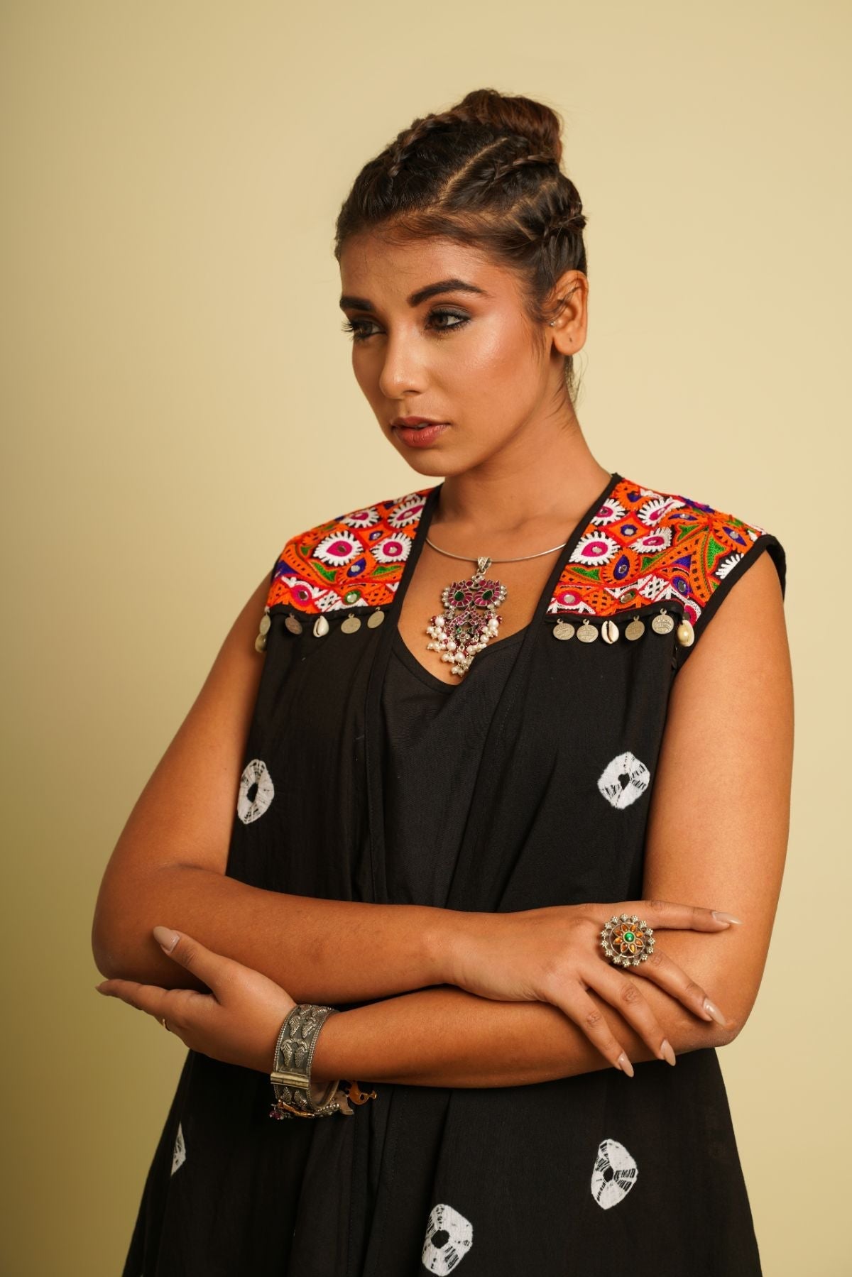 Black Embroidered Cotton Co-ord Set by Keva with 100% cotton, Black, Co-ord Sets, FB ADS JUNE, For Anniversary, Fusion Wear, Natural, New, Ombre & Dyes, party, Party Wear Co-ords, Printed Selfsame, Regular Fit, Saba, Womenswear at Kamakhyaa for sustainable fashion