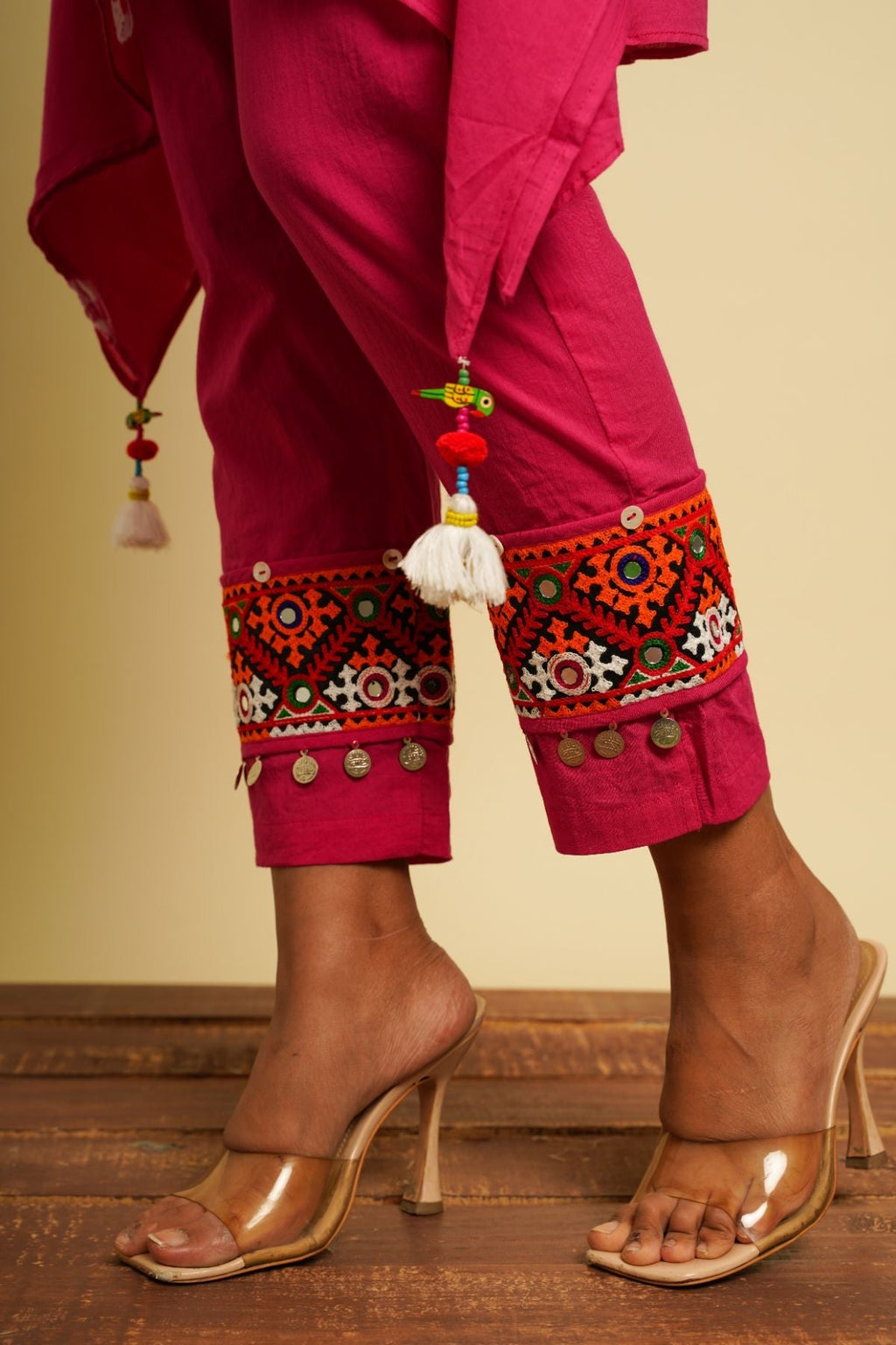 Pink Embellished Cotton Co-ord Set by Keva with 100% cotton, Best Selling, Co-ord Sets, Fusion Wear, Kaftan Set, Natural, New, Ombre & Dyes, party, Party Wear Co-ords, Pink, Relaxed Fit, Saba, Womenswear at Kamakhyaa for sustainable fashion