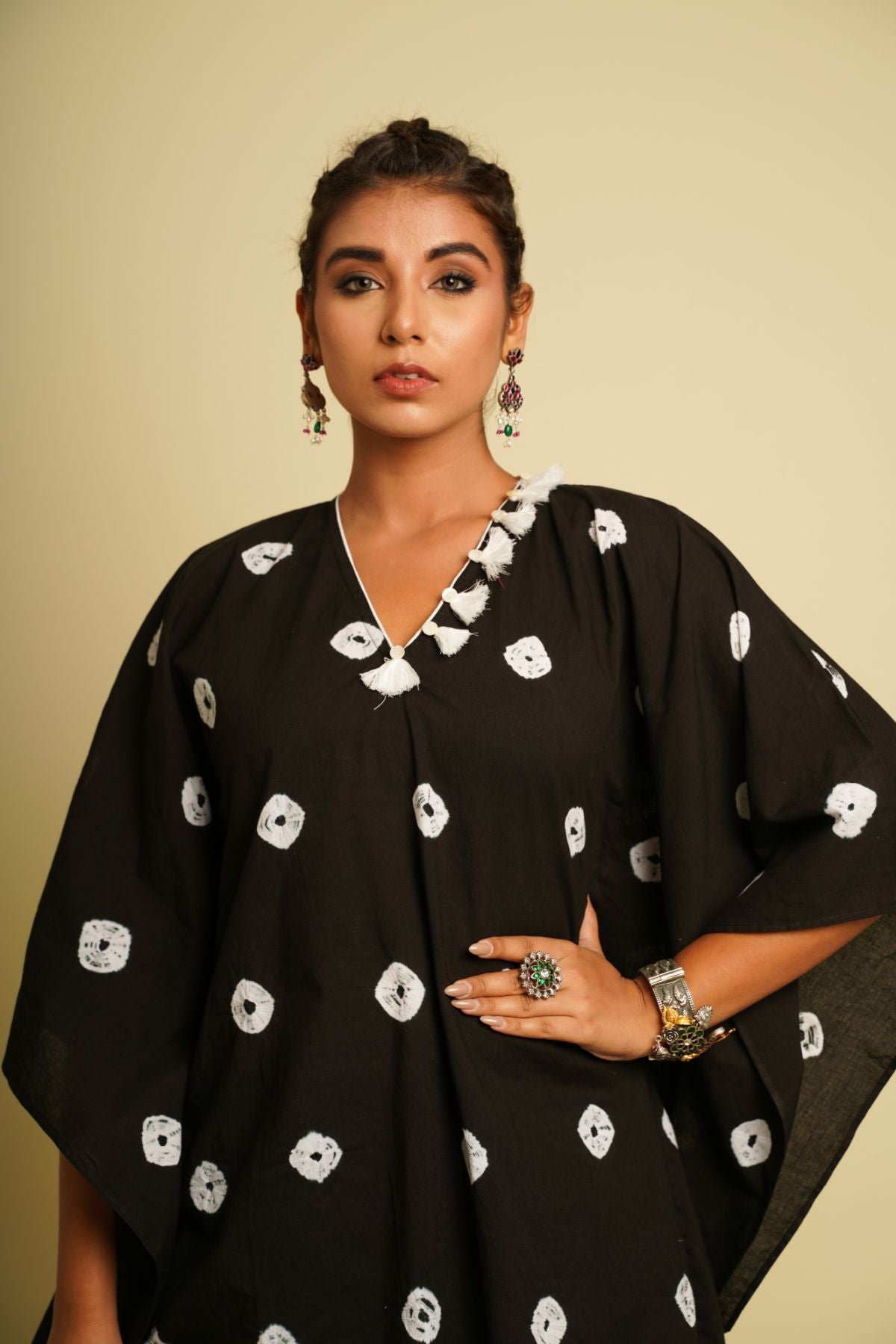 Black Embroidered Cotton Co-ord Set by Keva with 100% cotton, Black, Co-ord Sets, Fusion Wear, Kaftan Set, Natural, New, Ombre & Dyes, party, Party Wear Co-ords, Relaxed Fit, Saba, Womenswear at Kamakhyaa for sustainable fashion